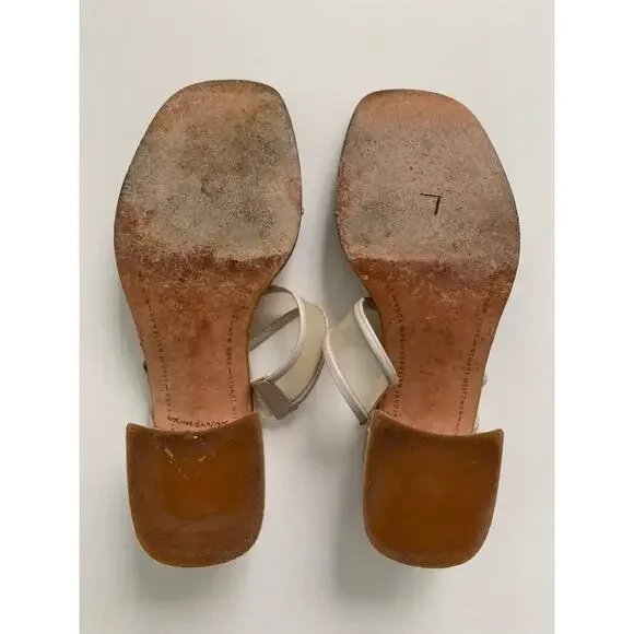 COPY - Stuart Weitzman Cream Mesh Strappy Block Heels SZ 5 - Picture 5 of 11